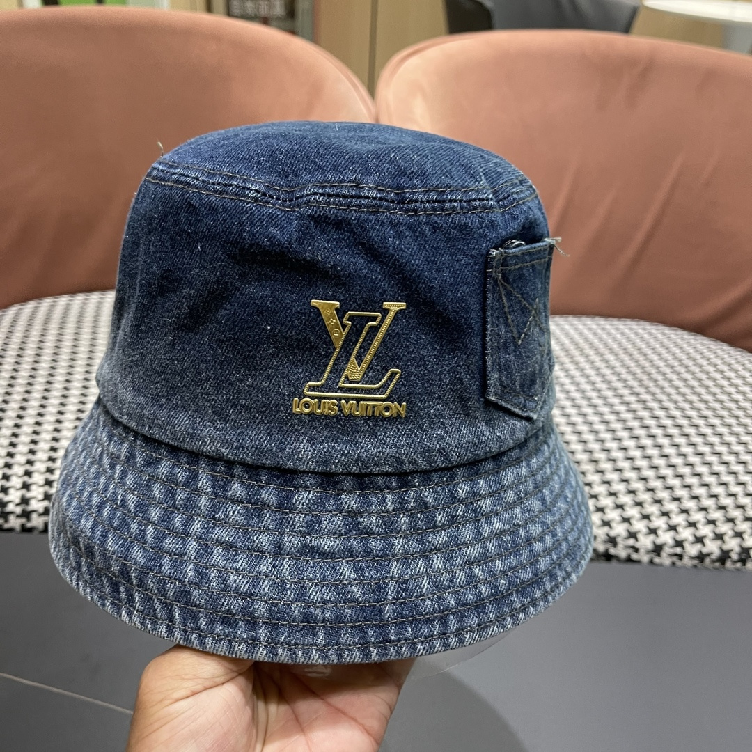  路易威登Lv 牛仔渔夫帽女春夏款休闲百搭品脸小盆帽大头
围遮阳防晒帽子潮