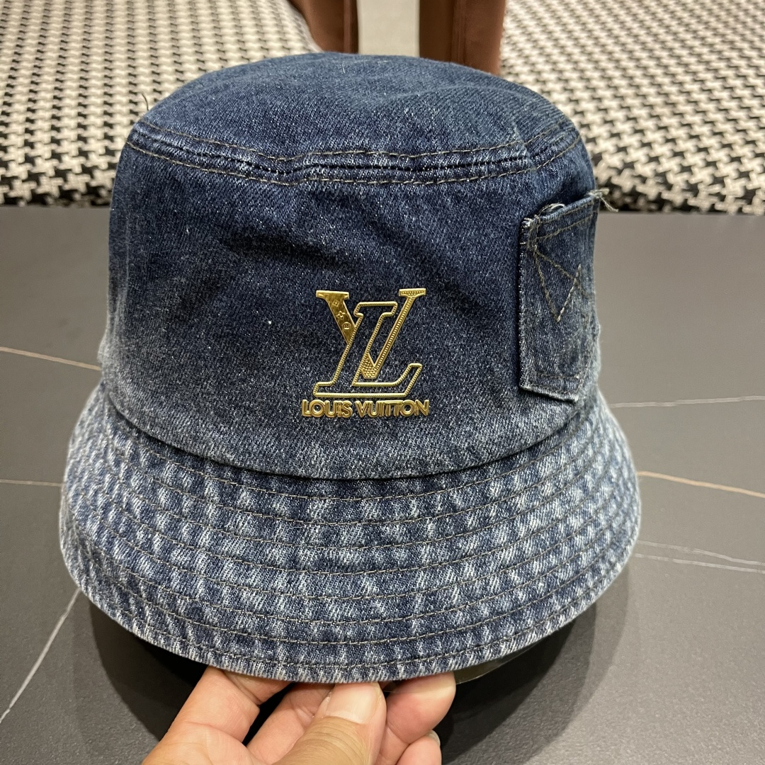  路易威登Lv 牛仔渔夫帽女春夏款休闲百搭品脸小盆帽大头
围遮阳防晒帽子潮