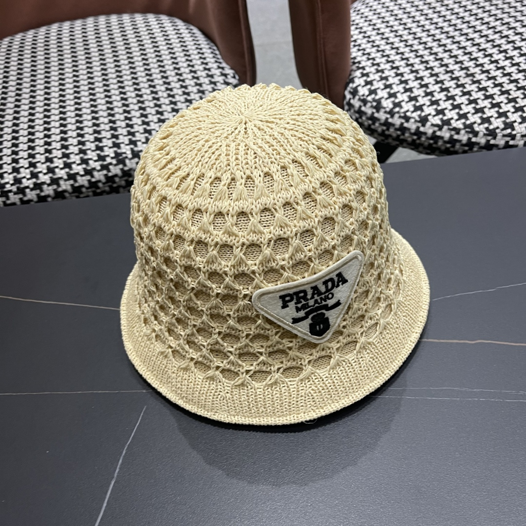  普拉达Prada 夏季时尚针织盆帽双面防晒遮阳渔夫帽女时尚
百搭素颜显脸小水桶帽
小