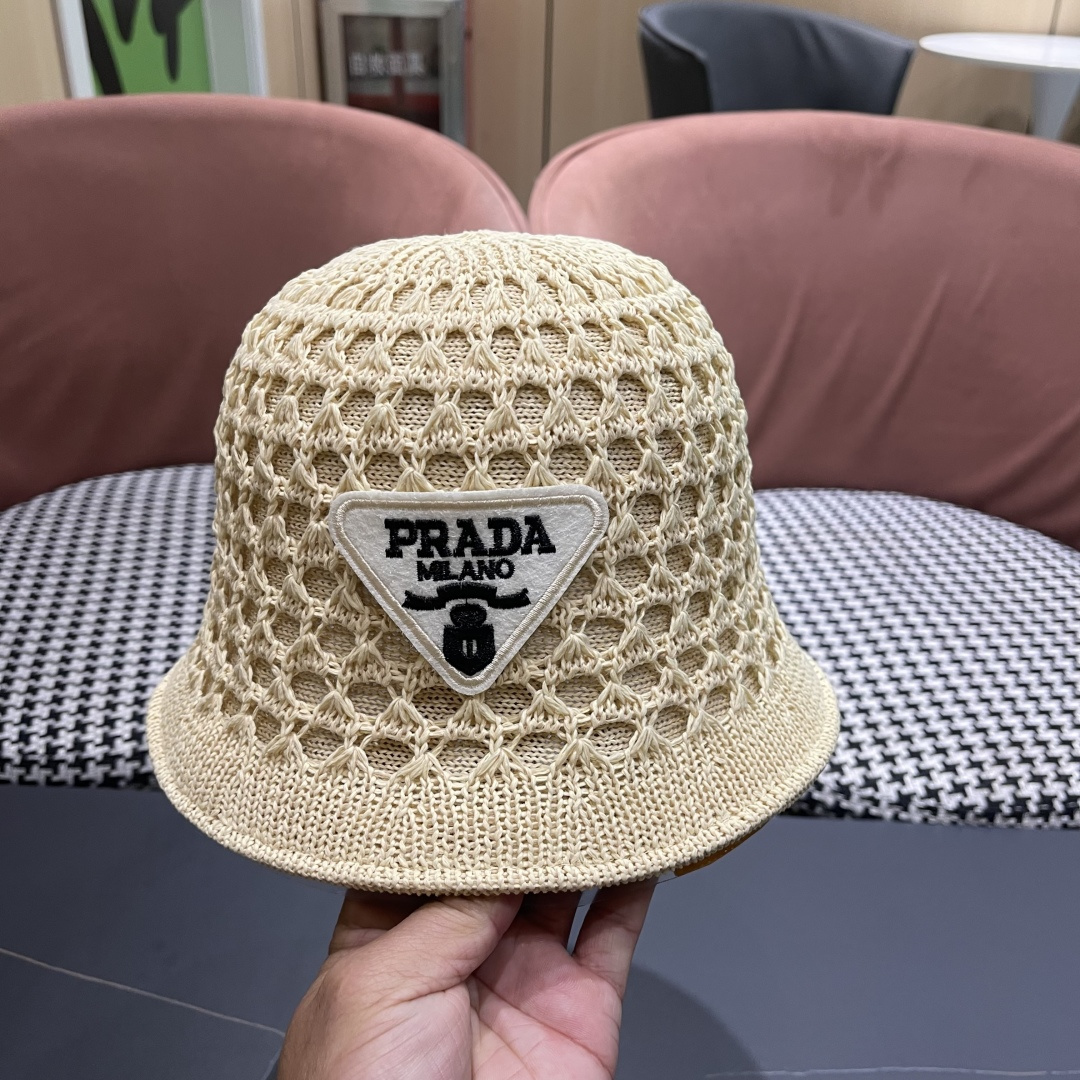 普拉达Prada 夏季时尚针织盆帽双面防晒遮阳渔夫帽女时尚
百搭素颜显脸小水桶帽
小