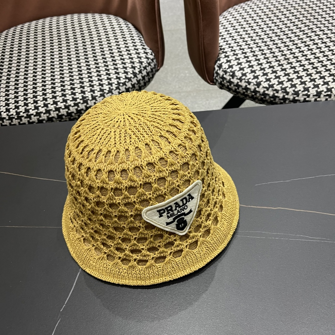  普拉达Prada 夏季时尚针织盆帽双面防晒遮阳渔夫帽女时尚
百搭素颜显脸小水桶帽
小