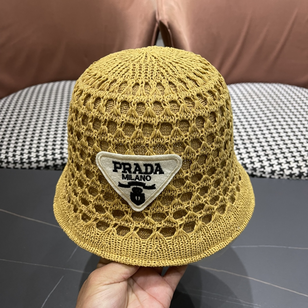  普拉达Prada 夏季时尚针织盆帽双面防晒遮阳渔夫帽女时尚
百搭素颜显脸小水桶帽
小