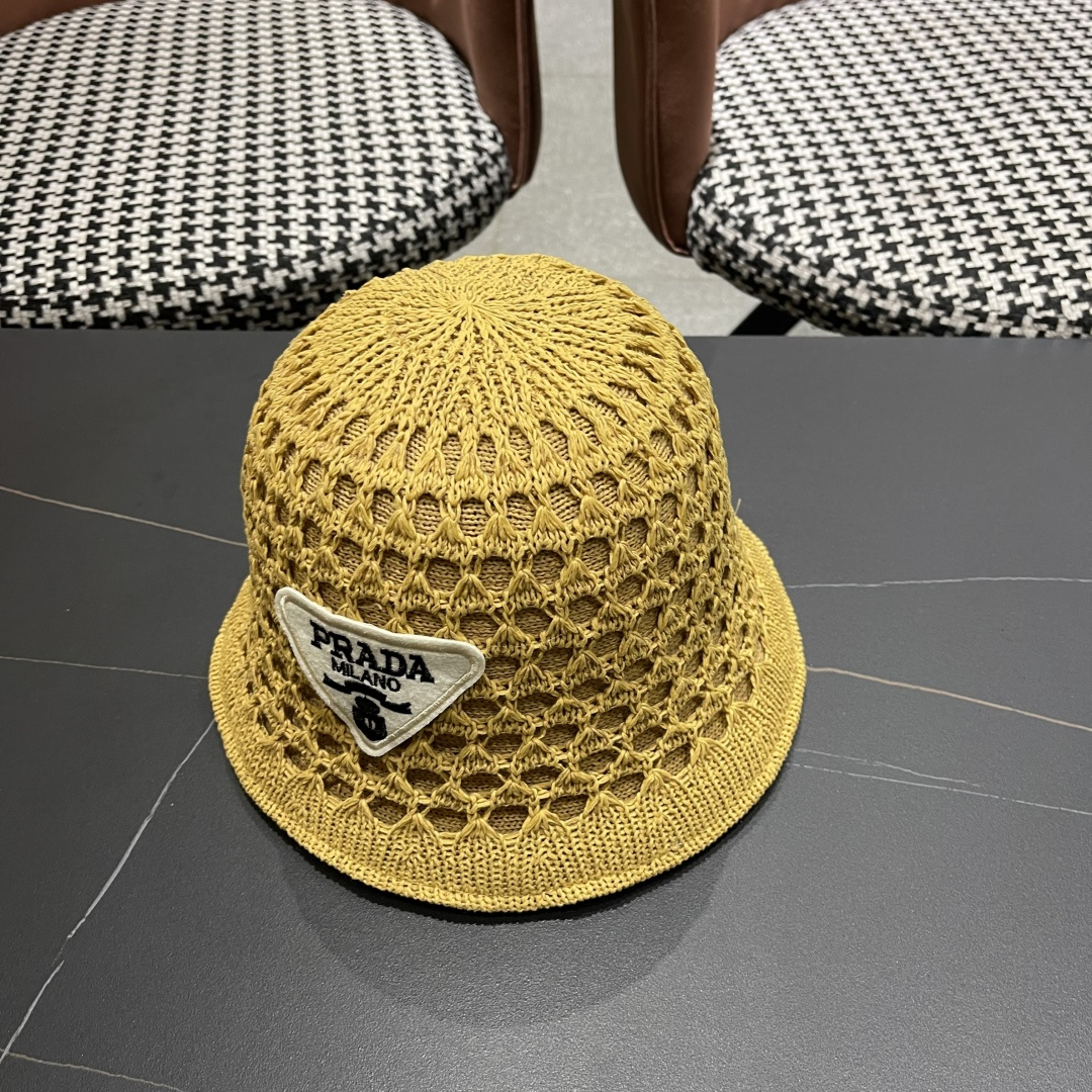  普拉达Prada 夏季时尚针织盆帽双面防晒遮阳渔夫帽女时尚
百搭素颜显脸小水桶帽
小