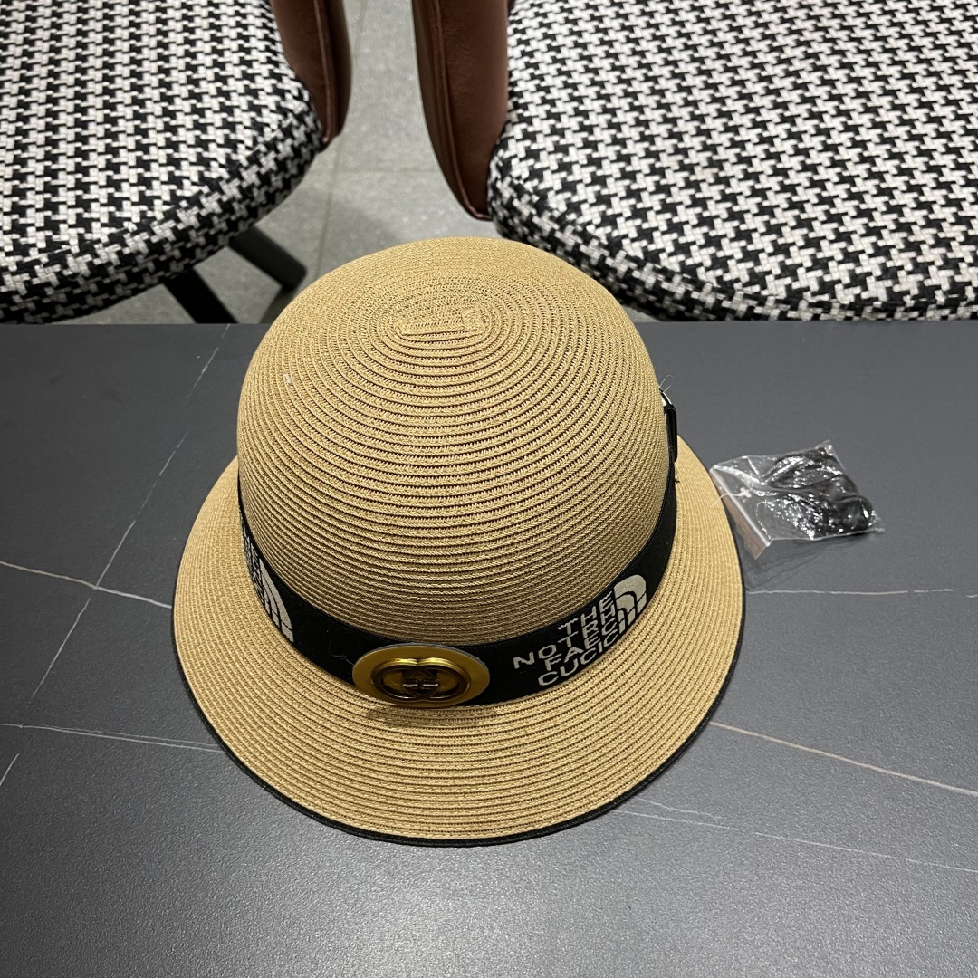 【GUCCI古奇】2025新款草编遮阳草帽盆帽🤩沙滩风，简约大方，百搭单品～新款帽型超美腻，新品上架