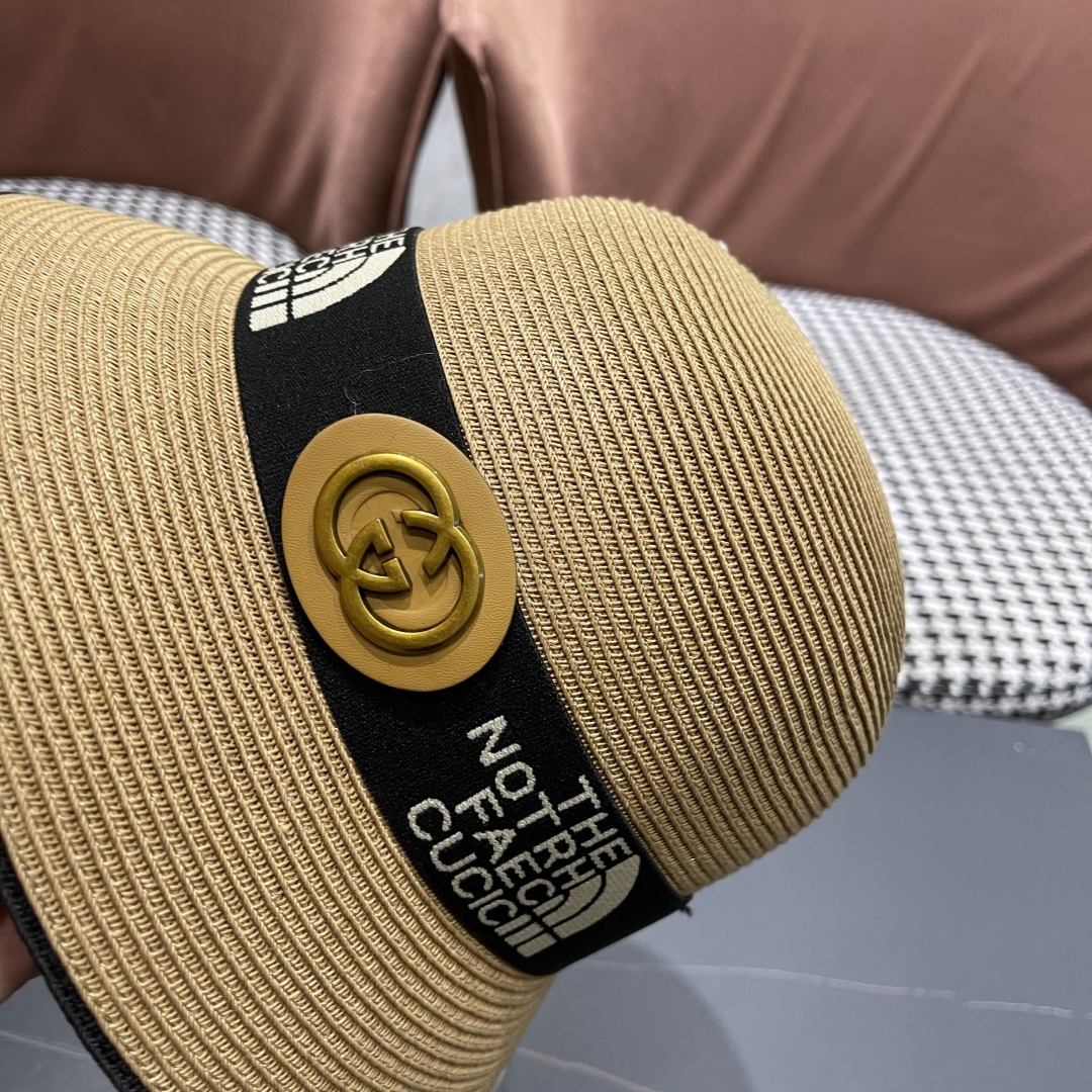 【GUCCI古奇】2025新款草编遮阳草帽盆帽🤩沙滩风，简约大方，百搭单品～新款帽型超美腻，新品上架