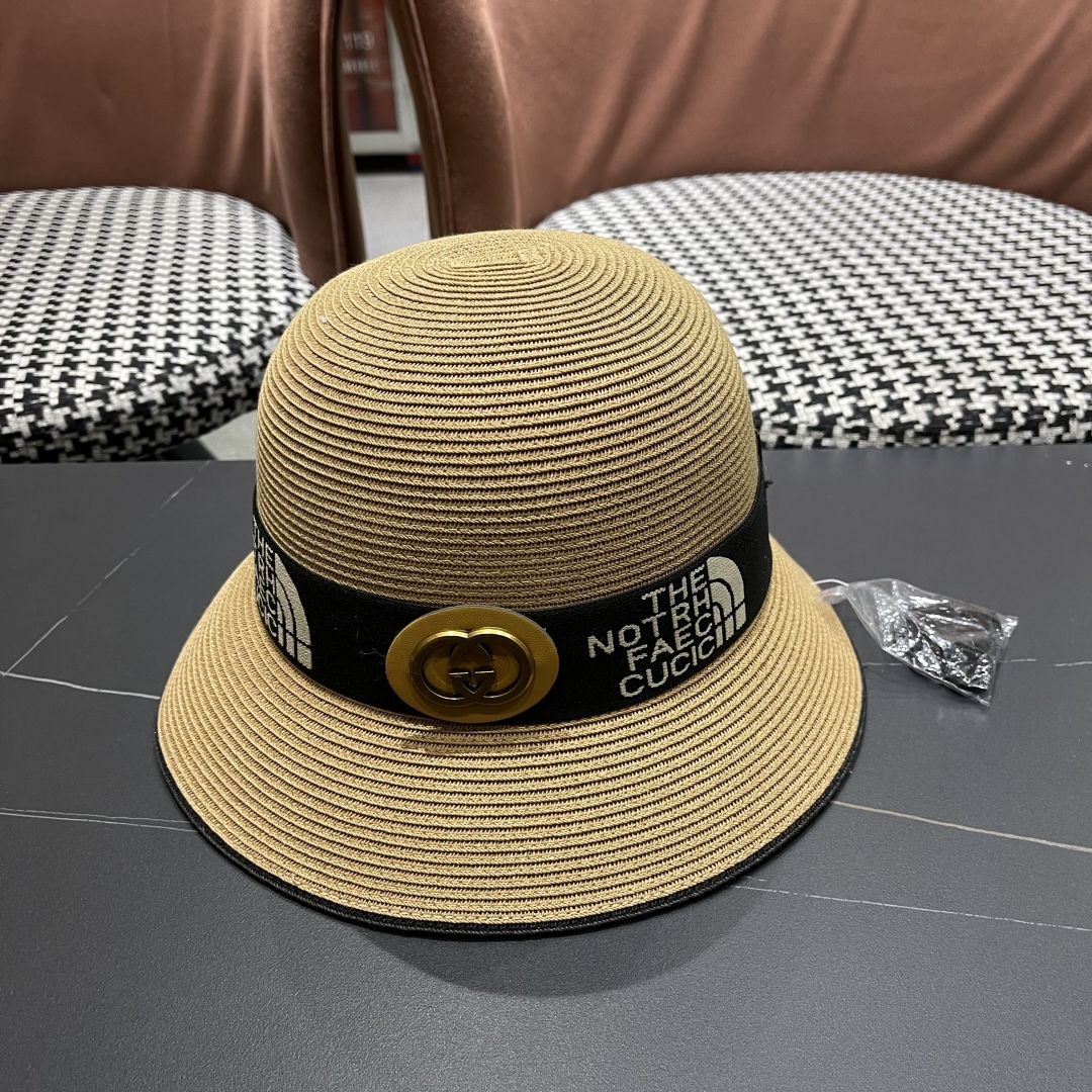 【GUCCI古奇】2025新款草编遮阳草帽盆帽🤩沙滩风，简约大方，百搭单品～新款帽型超美腻，新品上架
