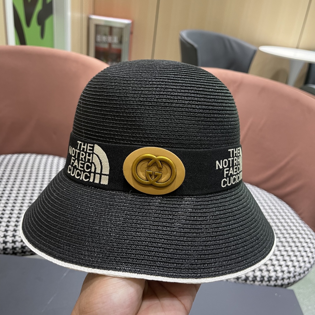 【GUCCI古奇】2025新款草编遮阳草帽盆帽🤩沙滩风，简约大方，百搭单品～新款帽型超美腻，新品上架