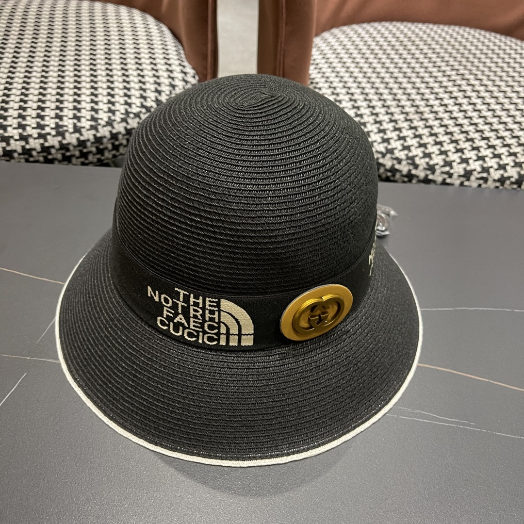 【GUCCI古奇】2025新款草编遮阳草帽盆帽🤩沙滩风，简约大方，百搭单品～新款帽型超美腻，新品上架