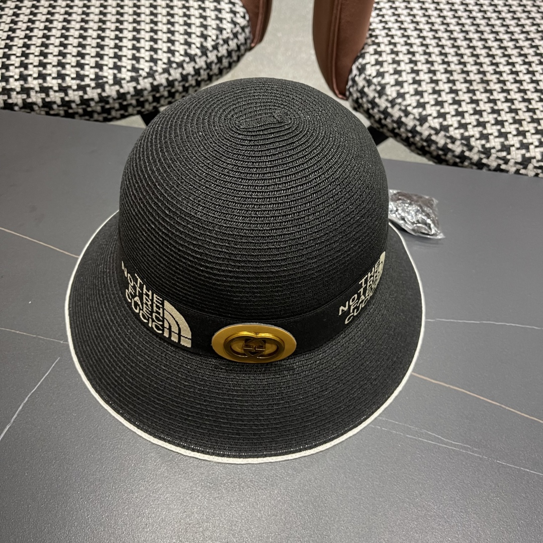 【GUCCI古奇】2025新款草编遮阳草帽盆帽🤩沙滩风，简约大方，百搭单品～新款帽型超美腻，新品上架