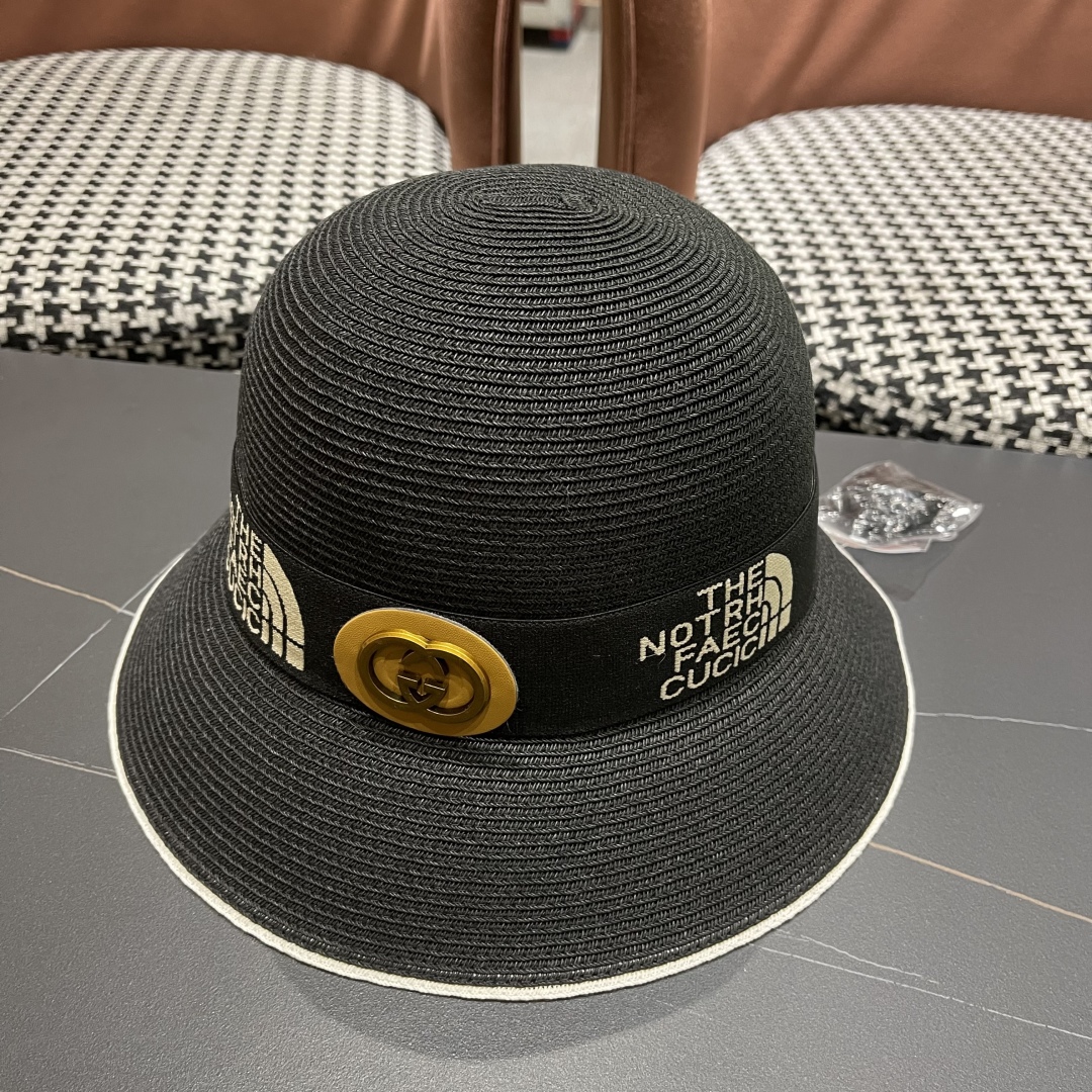 【GUCCI古奇】2025新款草编遮阳草帽盆帽🤩沙滩风，简约大方，百搭单品～新款帽型超美腻，新品上架