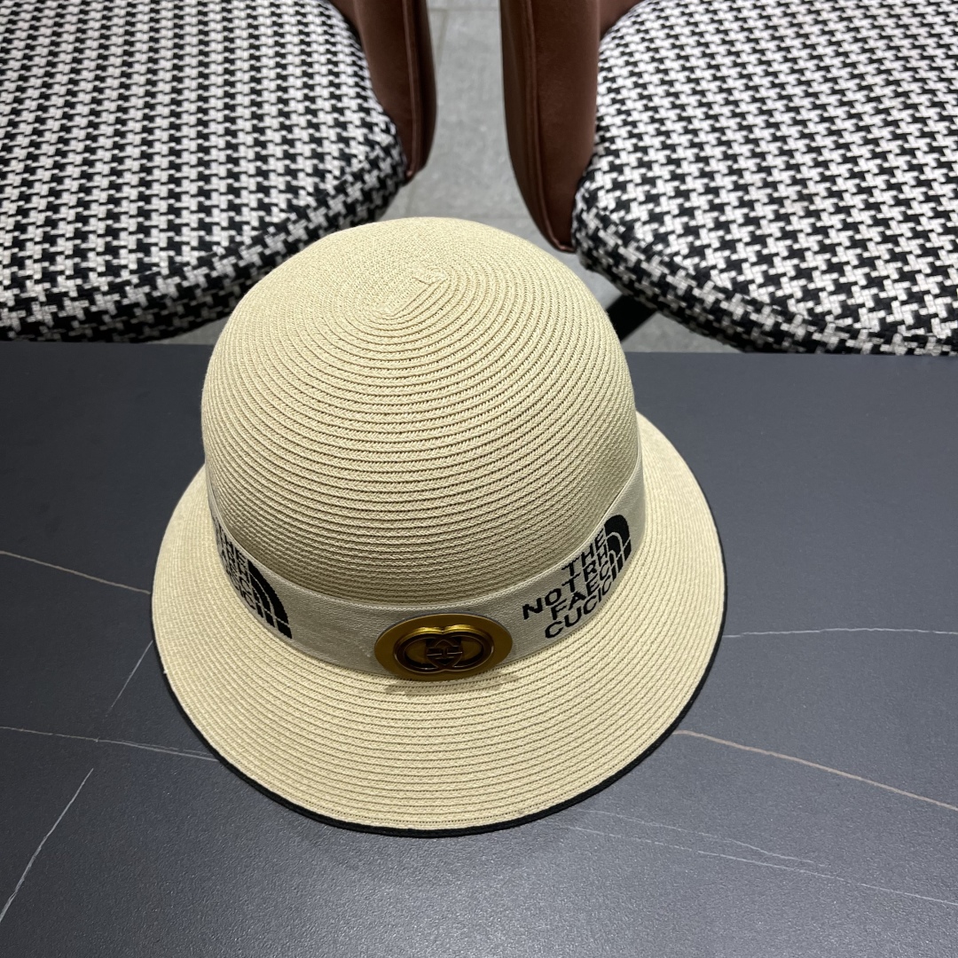 【GUCCI古奇】2025新款草编遮阳草帽盆帽🤩沙滩风，简约大方，百搭单品～新款帽型超美腻，新品上架