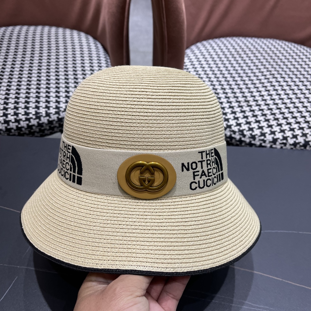 【GUCCI古奇】2025新款草编遮阳草帽盆帽🤩沙滩风，简约大方，百搭单品～新款帽型超美腻，新品上架
