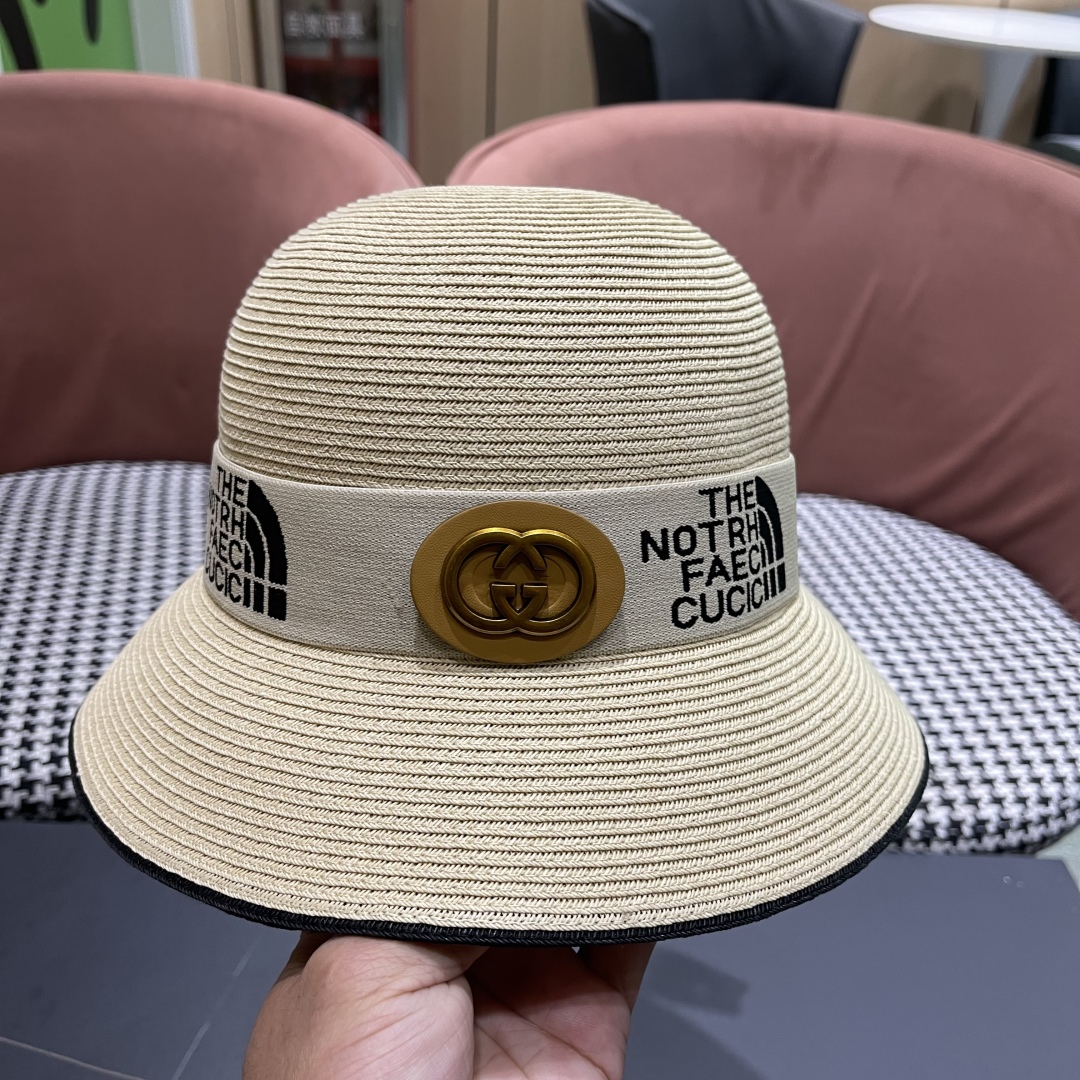 【GUCCI古奇】2025新款草编遮阳草帽盆帽🤩沙滩风，简约大方，百搭单品～新款帽型超美腻，新品上架