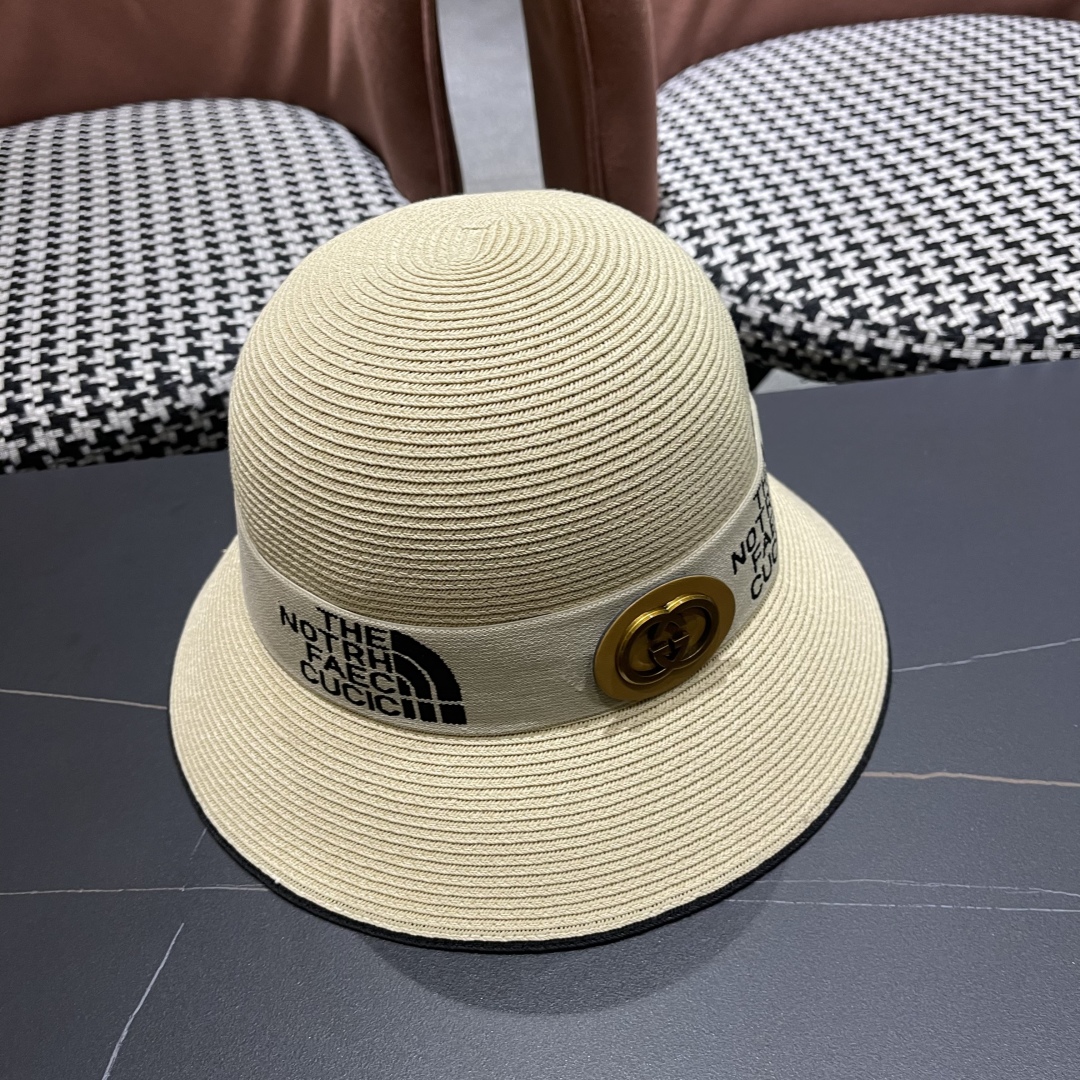 【GUCCI古奇】2025新款草编遮阳草帽盆帽🤩沙滩风，简约大方，百搭单品～新款帽型超美腻，新品上架
