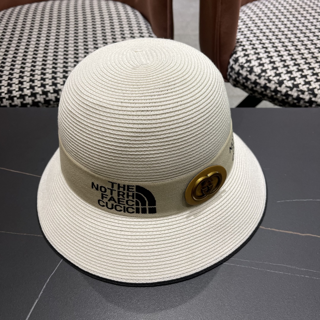 【GUCCI古奇】2025新款草编遮阳草帽盆帽🤩沙滩风，简约大方，百搭单品～新款帽型超美腻，新品上架