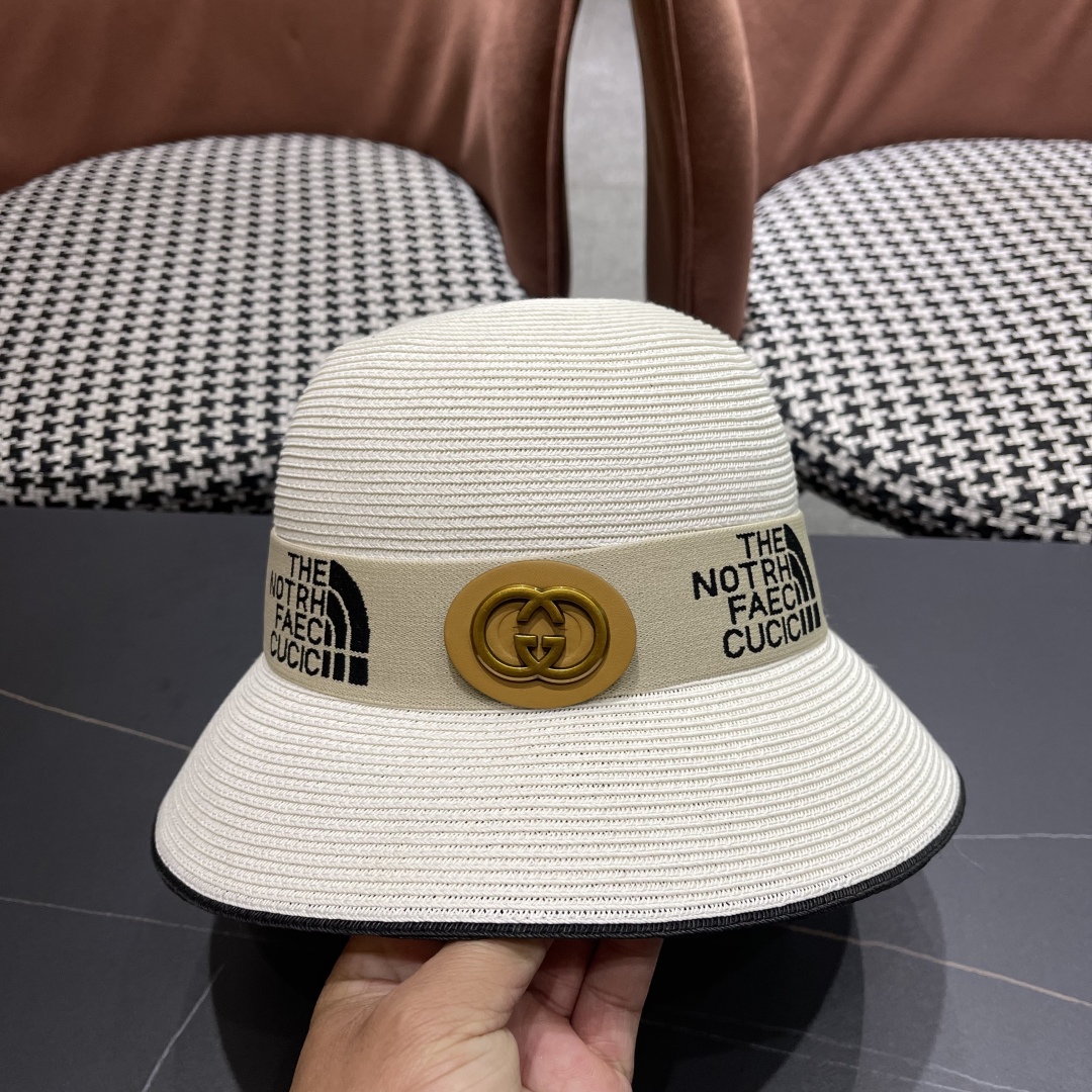 【GUCCI古奇】2025新款草编遮阳草帽盆帽🤩沙滩风，简约大方，百搭单品～新款帽型超美腻，新品上架
