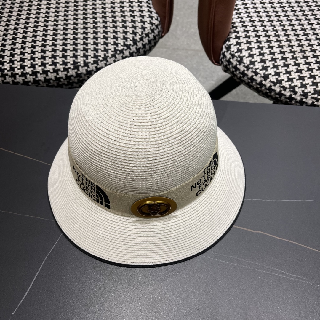 【GUCCI古奇】2025新款草编遮阳草帽盆帽🤩沙滩风，简约大方，百搭单品～新款帽型超美腻，新品上架