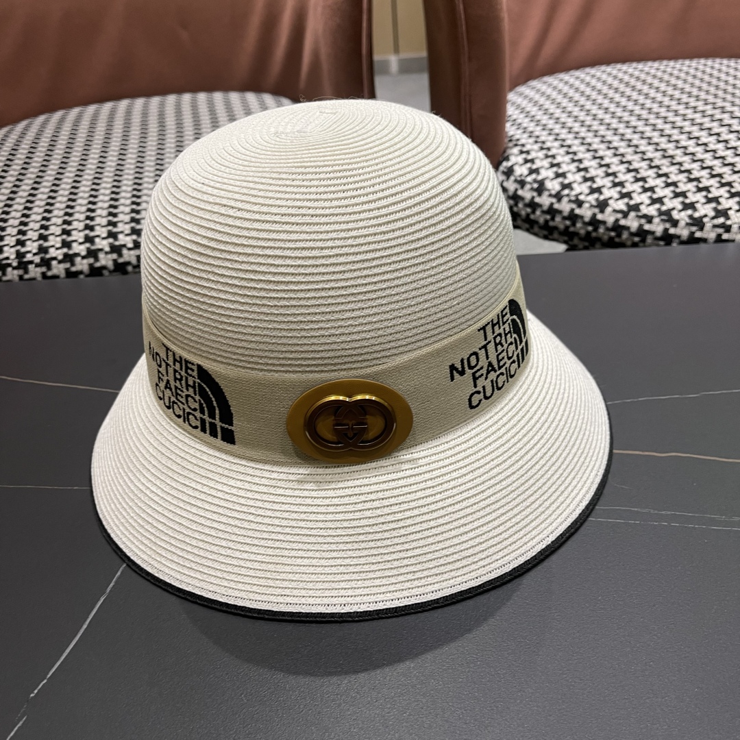 【GUCCI古奇】2025新款草编遮阳草帽盆帽🤩沙滩风，简约大方，百搭单品～新款帽型超美腻，新品上架