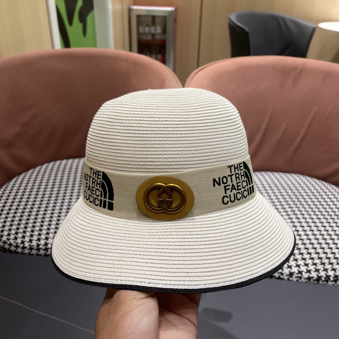 【GUCCI古奇】2025新款草编遮阳草帽盆帽🤩沙滩风，简约大方，百搭单品～新款帽型超美腻，新品上架