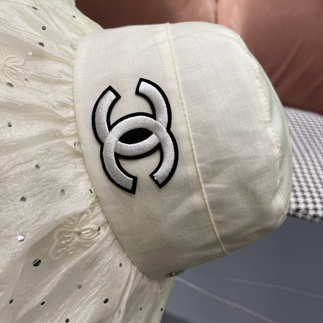 香奈儿CHANEL 朵澜大帽檐黑胶防晒帽女夏时尚百搭显脸小渔夫帽出游海边太阳帽子