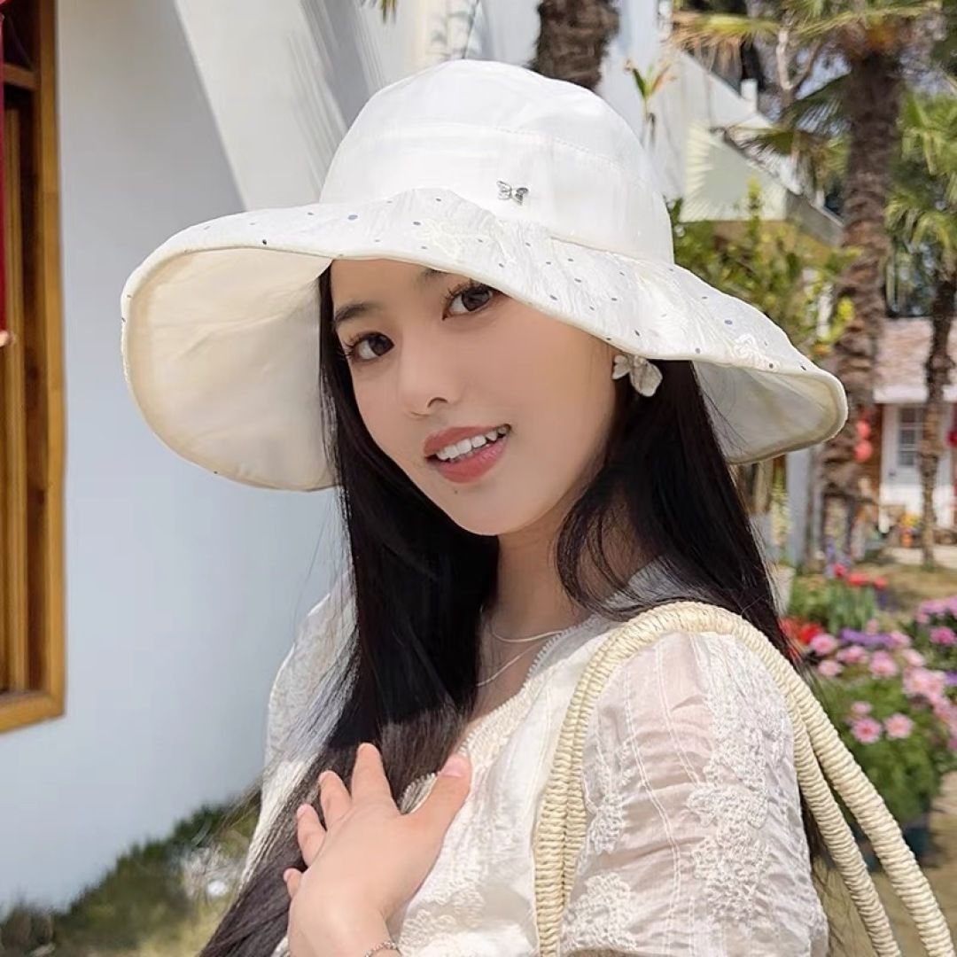 香奈儿CHANEL 朵澜大帽檐黑胶防晒帽女夏时尚百搭显脸小渔夫帽出游海边太阳帽子