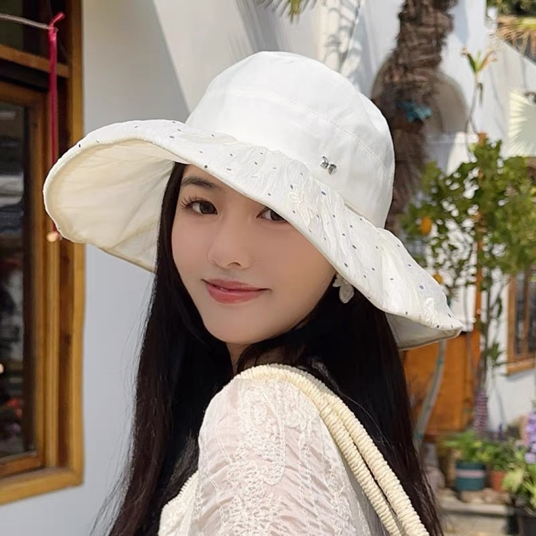 香奈儿CHANEL 朵澜大帽檐黑胶防晒帽女夏时尚百搭显脸小渔夫帽出游海边太阳帽子