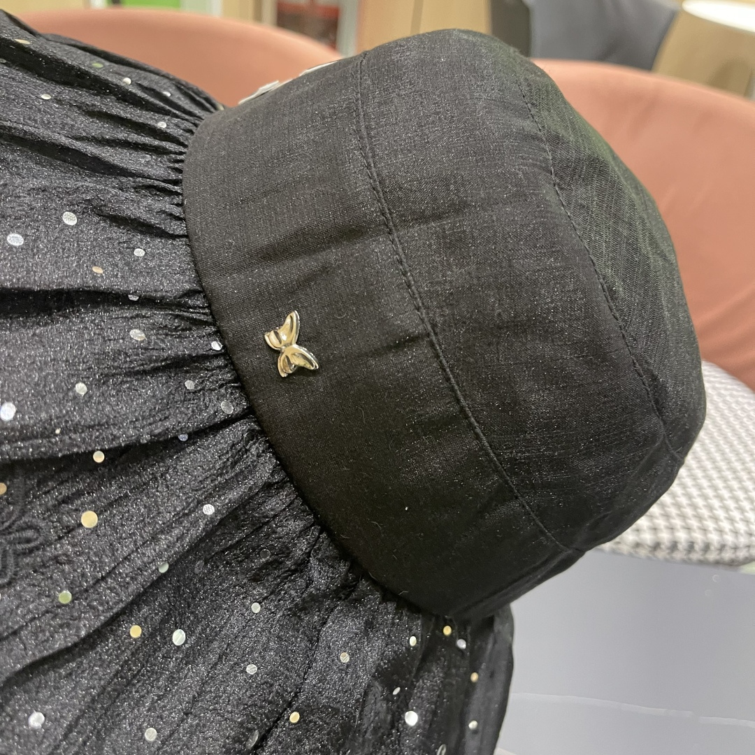 香奈儿CHANEL 朵澜大帽檐黑胶防晒帽女夏时尚百搭显脸小渔夫帽出游海边太阳帽子