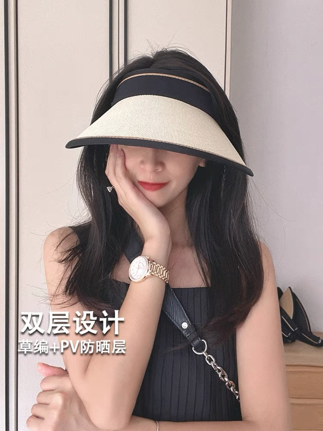 Moncler蒙口 洋气百搭空顶草帽夏防紫外线大帽檐遮阳帽女