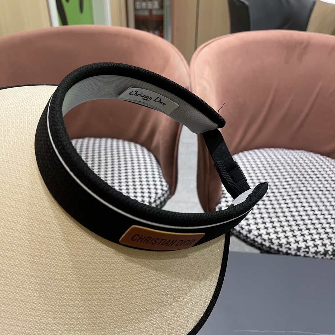 【DIOR迪奥】夏季防晒帽女遮阳防紫外线2025新款夏海边骑车大帽檐空顶太阳帽子