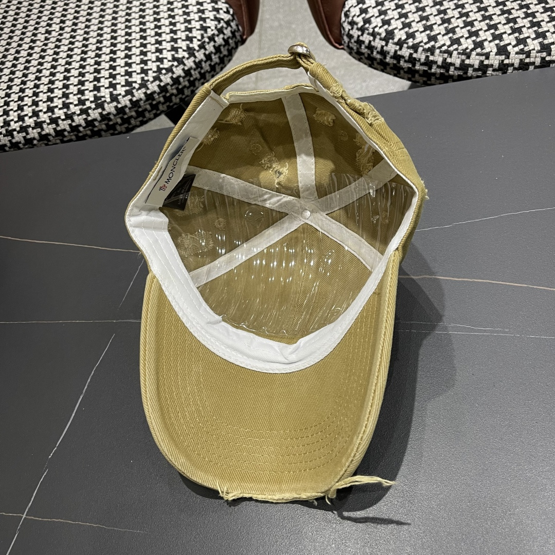  Moncler蒙口 破洞蝴蝶结棒球帽2025春新款，防晒复古百搭鸭舌帽子男潮