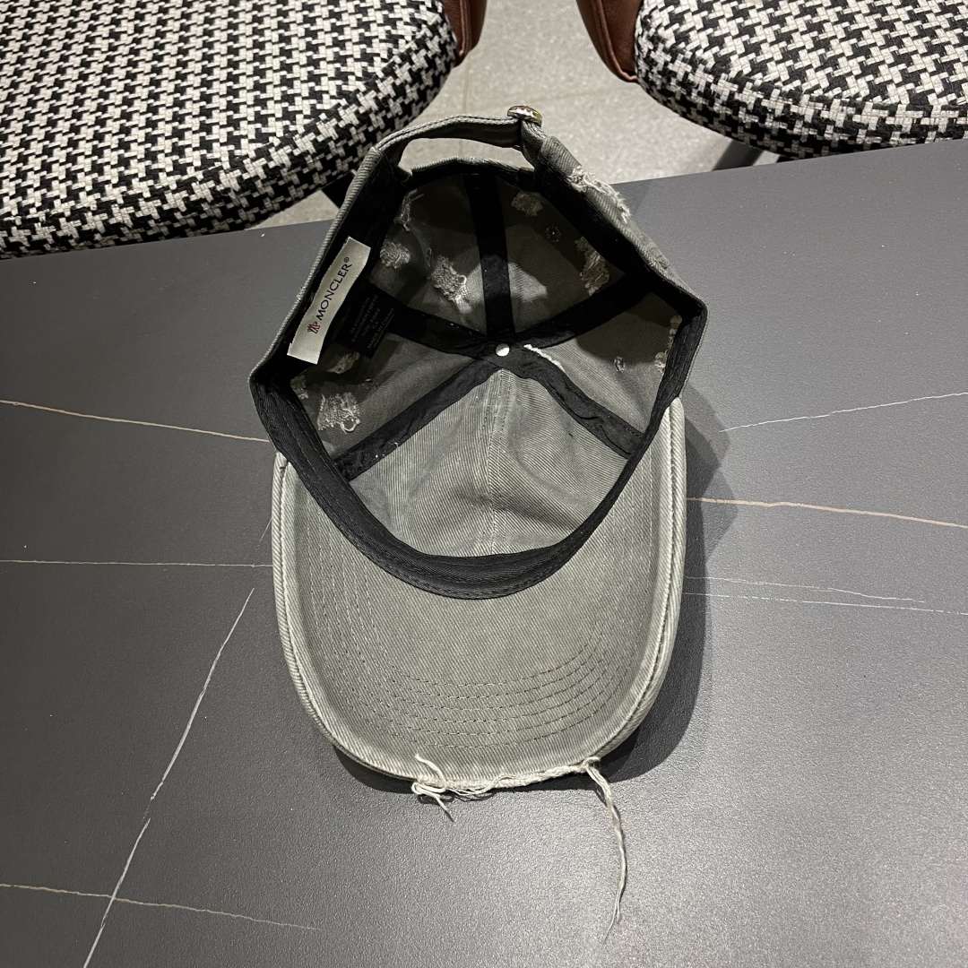  Moncler蒙口 破洞蝴蝶结棒球帽2025春新款，防晒复古百搭鸭舌帽子男潮