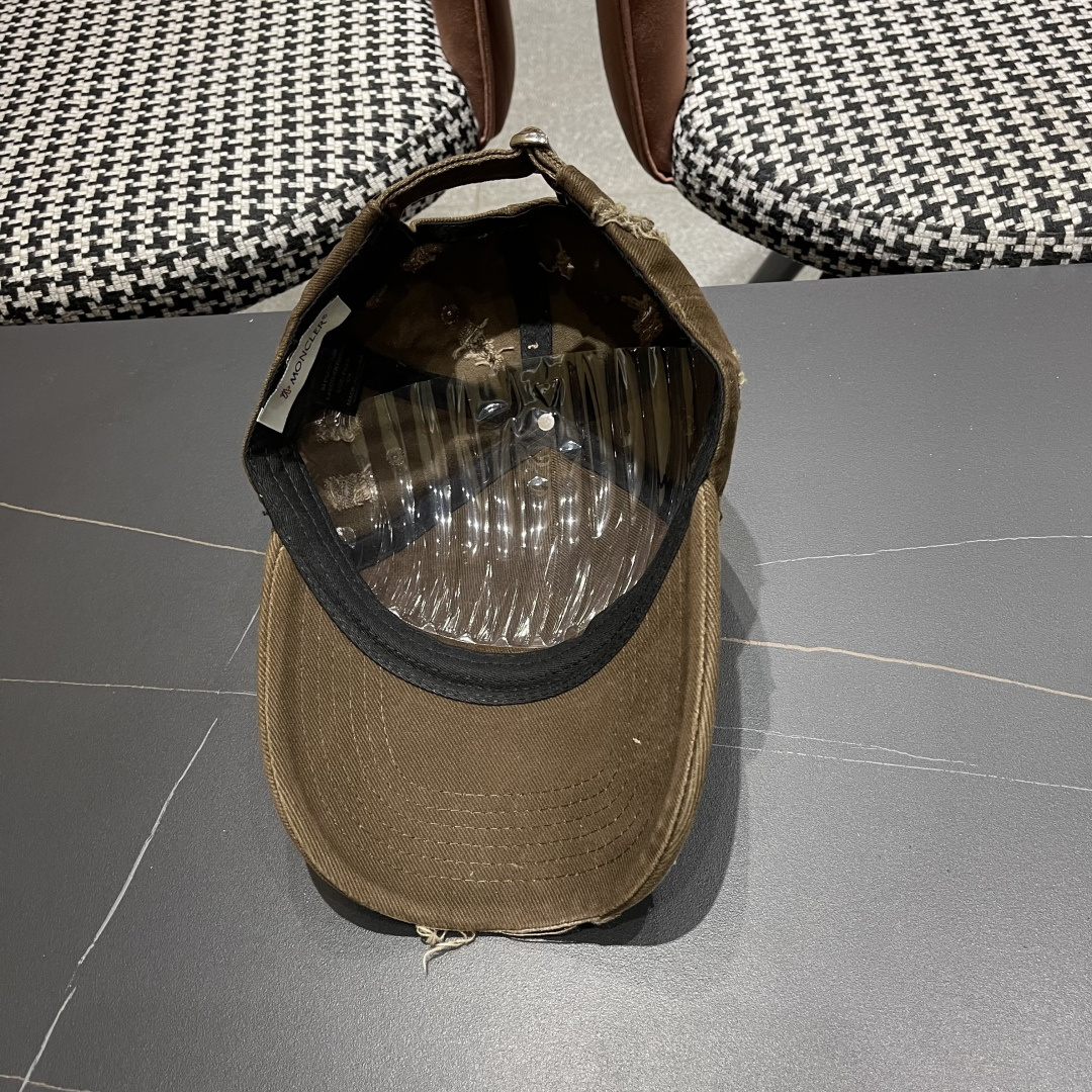  Moncler蒙口 破洞蝴蝶结棒球帽2025春新款，防晒复古百搭鸭舌帽子男潮