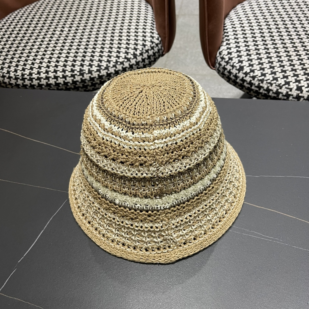  Burberry（巴宝莉）春夏针织镂空撞色条纹渔夫帽女百搭防晒出游遞阳
帽显脸小水桶帽潮