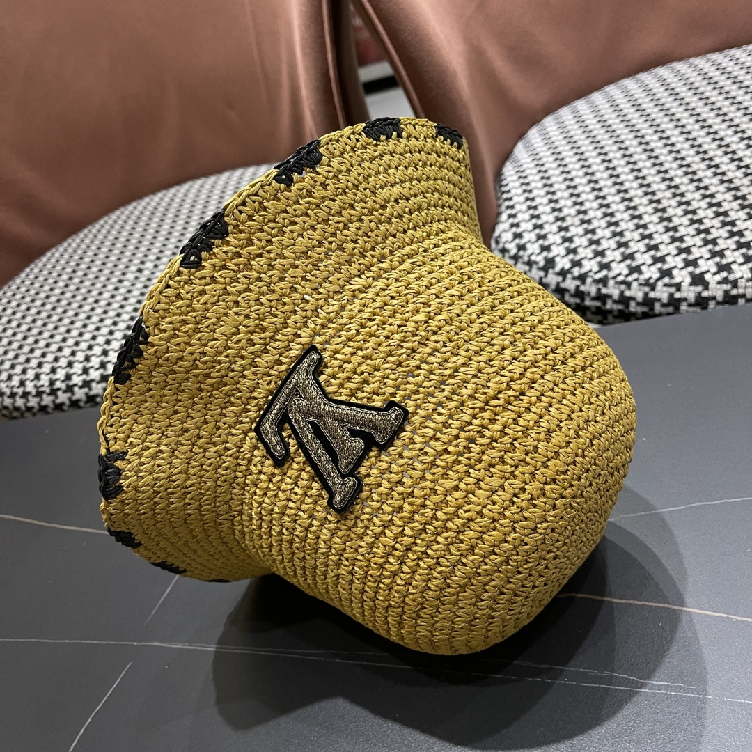  lv路易威登 新款渔夫帽子女出游甜美百搭防晒流苏镂空遮阳草帽潮