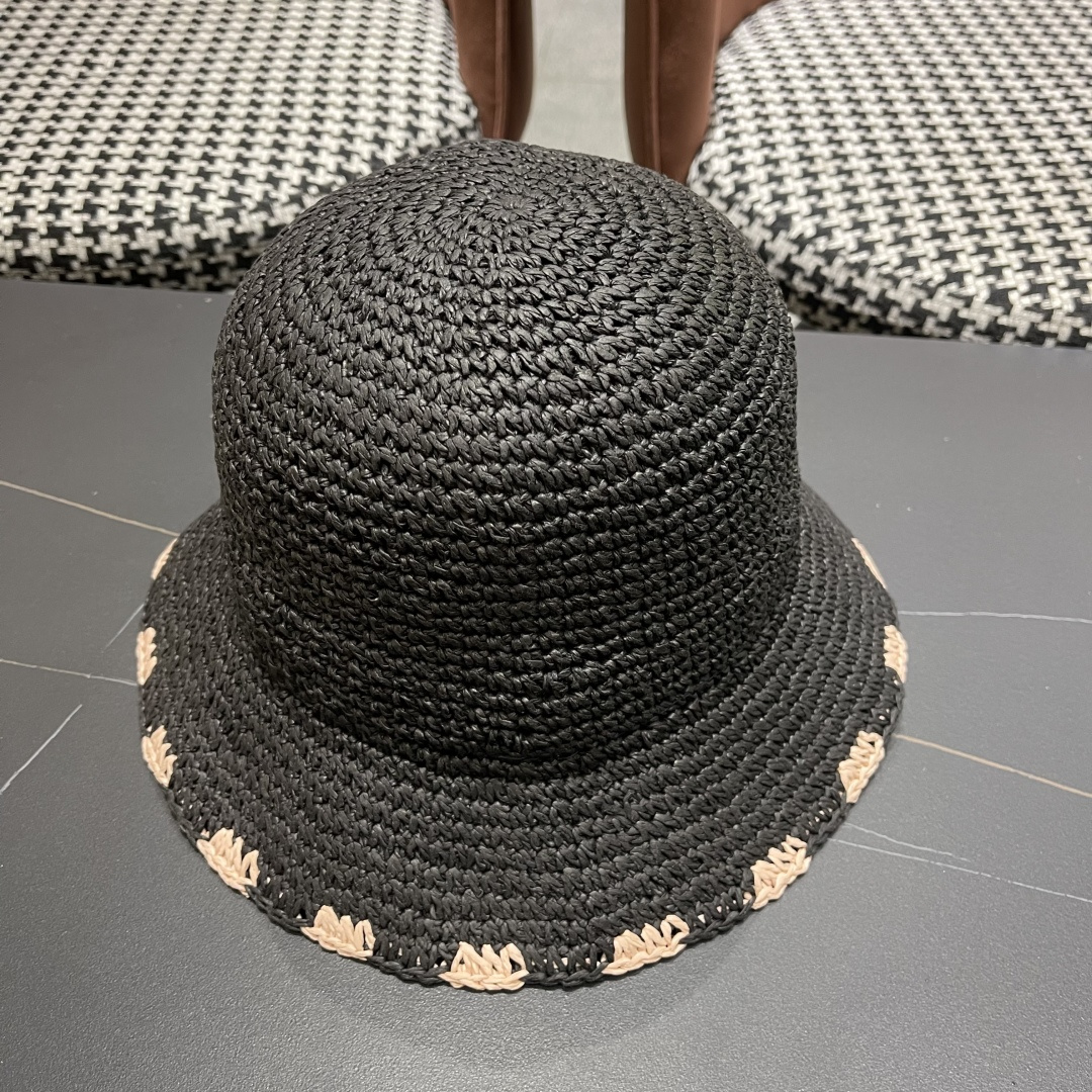  lv路易威登 新款渔夫帽子女出游甜美百搭防晒流苏镂空遮阳草帽潮