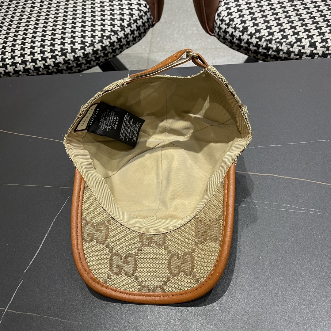  Gucci古奇新款原单棒球帽， 大双G，专柜11开模订制，原版帆布面料+头层牛皮，基础头围56，贴片可