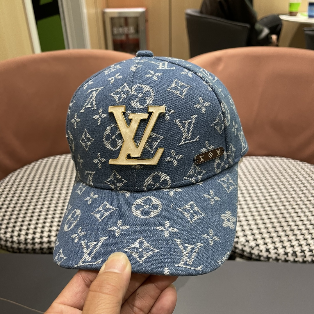 LV路易威登新款原单棒球帽，LV牛仔提花，专柜1:1开模订制，原版帆布面料 质量超赞，基础头围56，贴片