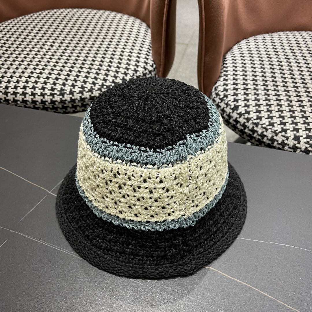 Dior迪奥遮阳草帽子女夏季草编镂空透气盆帽素颜百搭显脸小遮脸水桶渔夫帽