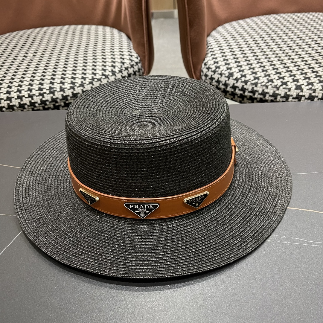NO:360575,PRADA] 2025 new flat-top straw hat, a must-have matching when you go out, buy it now!  Hat Straw Hat Fisherman Hat Baseball Hat, Hats, Prada, Prada, espadrilles, hatsPRADA普拉达】2025新款平顶草帽,出街必备超好搭配,赶紧入手！帽子草帽渔夫帽棒球帽,帽子,prada,prada,espadrilles,hats,hat