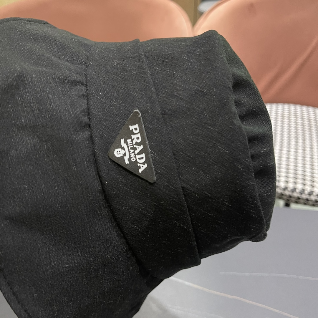 PRADA普拉达韩版2025新款纯色蝴蝶结渔夫帽子女春季时尚百搭防紫外线日系盆帽