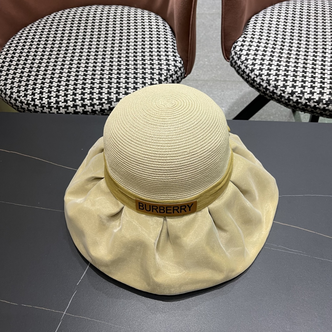  Burberry（巴宝莉）春夏欧根纱大蝴蝶结草帽遮阳帽女可
折叠蝴蝶结优雅出游度假渔夫帽
