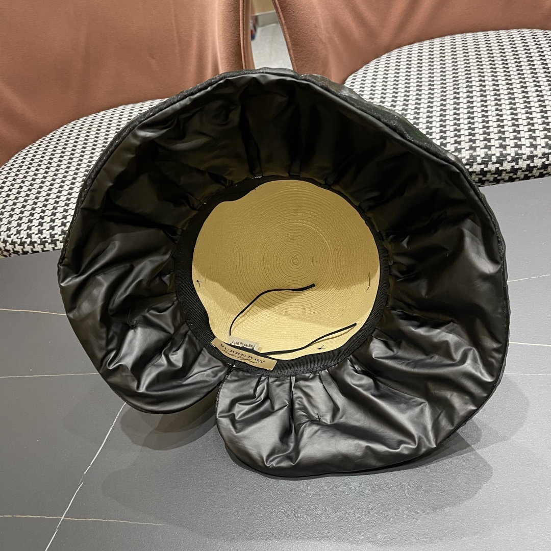  Burberry（巴宝莉）春夏欧根纱大蝴蝶结草帽遮阳帽女可
折叠蝴蝶结优雅出游度假渔夫帽