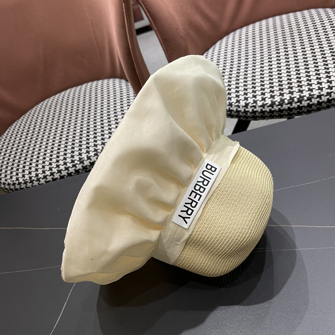  Burberry（巴宝莉）春夏欧根纱大蝴蝶结草帽遮阳帽女可
折叠蝴蝶结优雅出游度假渔夫帽