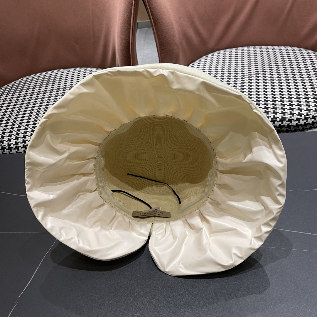  Burberry（巴宝莉）春夏欧根纱大蝴蝶结草帽遮阳帽女可
折叠蝴蝶结优雅出游度假渔夫帽