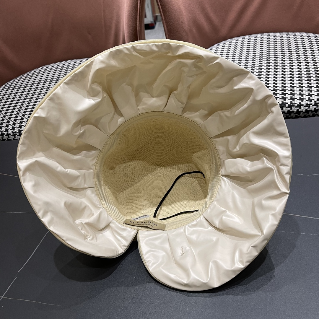  Burberry（巴宝莉）春夏欧根纱大蝴蝶结草帽遮阳帽女可
折叠蝴蝶结优雅出游度假渔夫帽