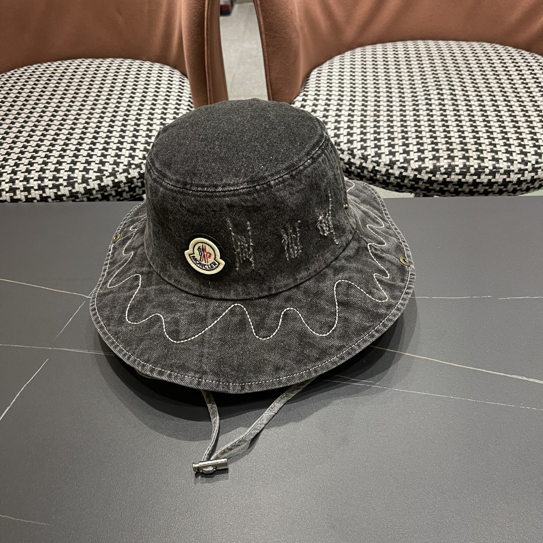  春夏新款 蒙口MONCLER日系品脸小登山帽女遮阳防晒渔夫帽
大头围户外大帽檐西部牛仔帽子