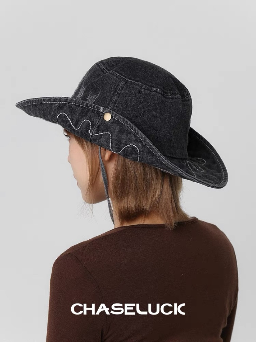  春夏新款 蒙口MONCLER日系品脸小登山帽女遮阳防晒渔夫帽
大头围户外大帽檐西部牛仔帽子