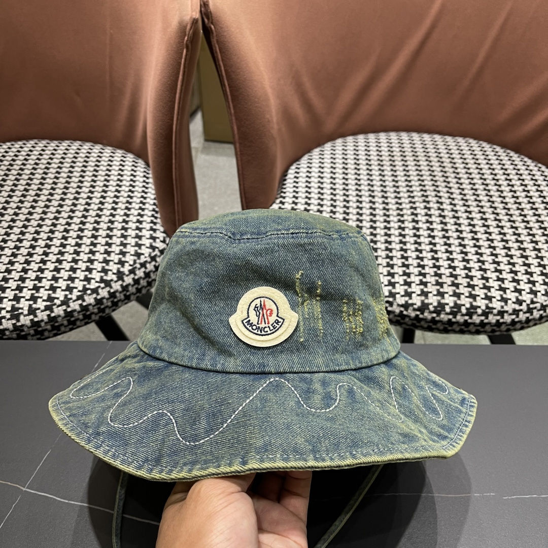  春夏新款 蒙口MONCLER日系品脸小登山帽女遮阳防晒渔夫帽
大头围户外大帽檐西部牛仔帽子