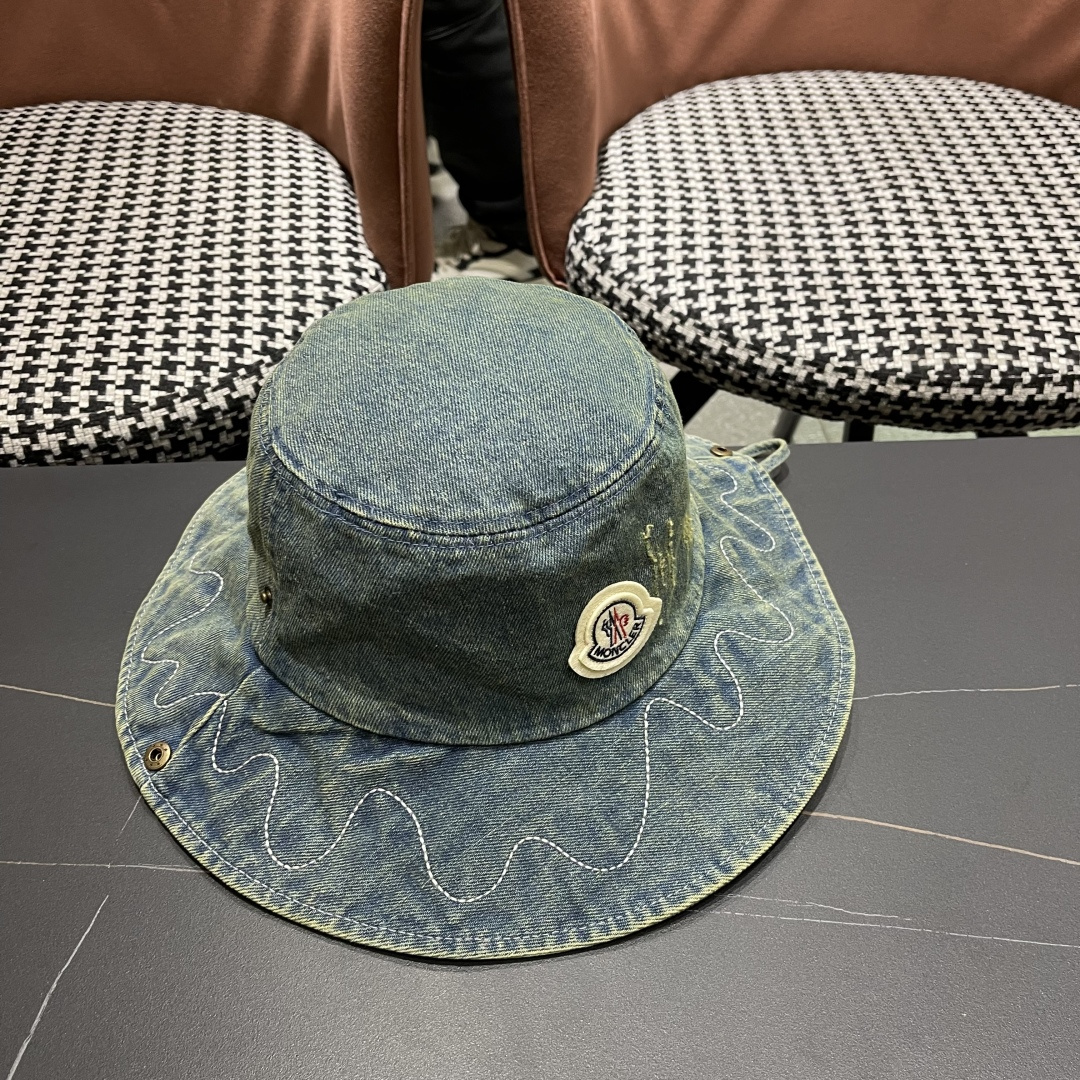  春夏新款 蒙口MONCLER日系品脸小登山帽女遮阳防晒渔夫帽
大头围户外大帽檐西部牛仔帽子
