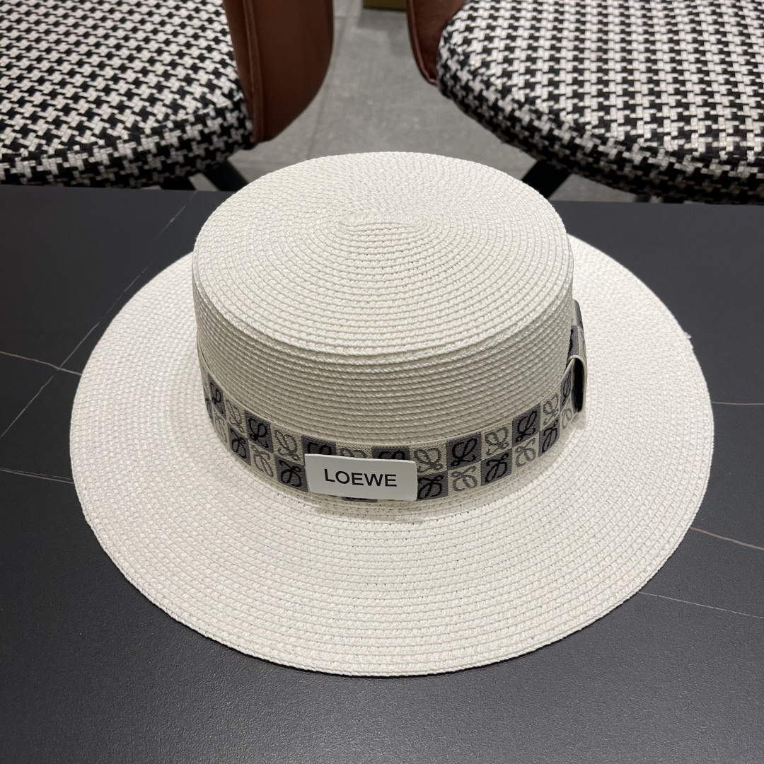 【loewe罗意威】2025新款草编大牌织带编织草帽，度假休闲必备，优雅大方的一款